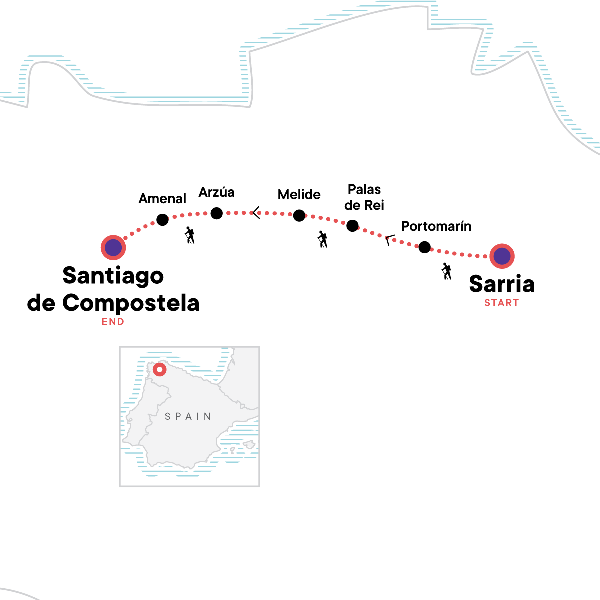 Map: Walk the Camino de Santiago (G Adventures)