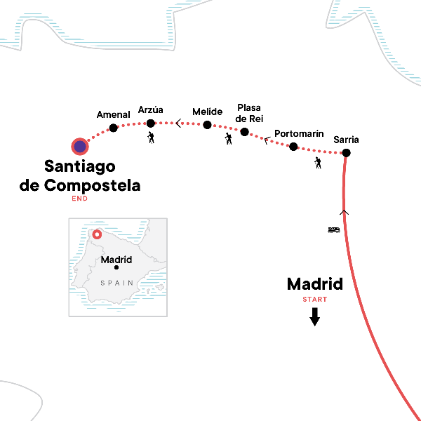Map: Camino de Santiago Encompassed (G Adventures)