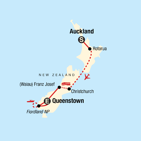 Map: New Zealand Journey (G Adventures)