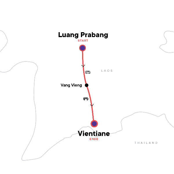 Map: 18-to-Thirtysomethings Laos Mini Adventure (G Adventures)