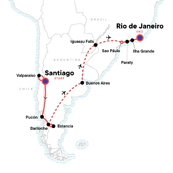 Map: Andes, Iguassu & Beyond (G Adventures)