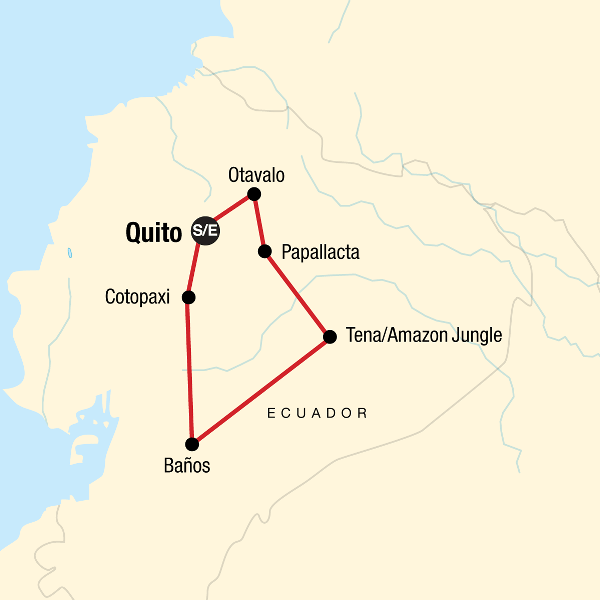 Map: Journeys: Ecuador’s Amazon and Volcanoes (G Adventures)