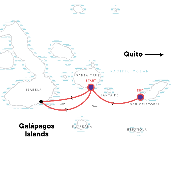 Map: Galápagos Express Adventure: Wilderness & Wildlife (G Adventures)