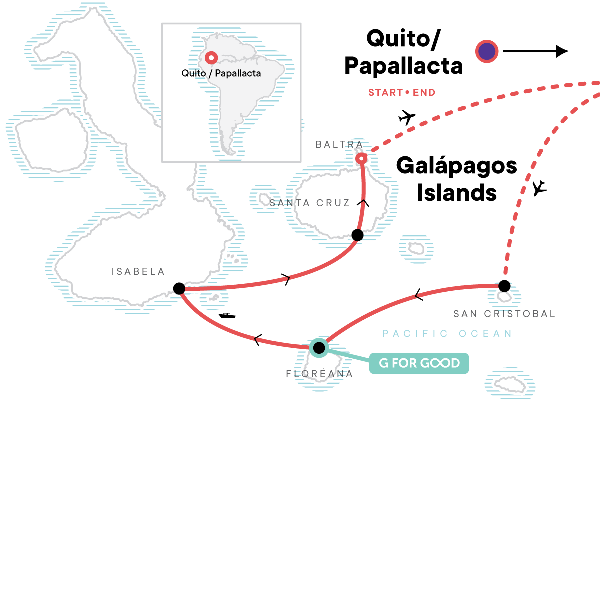 Map: Upgraded Land Galapagos (G Adventures)