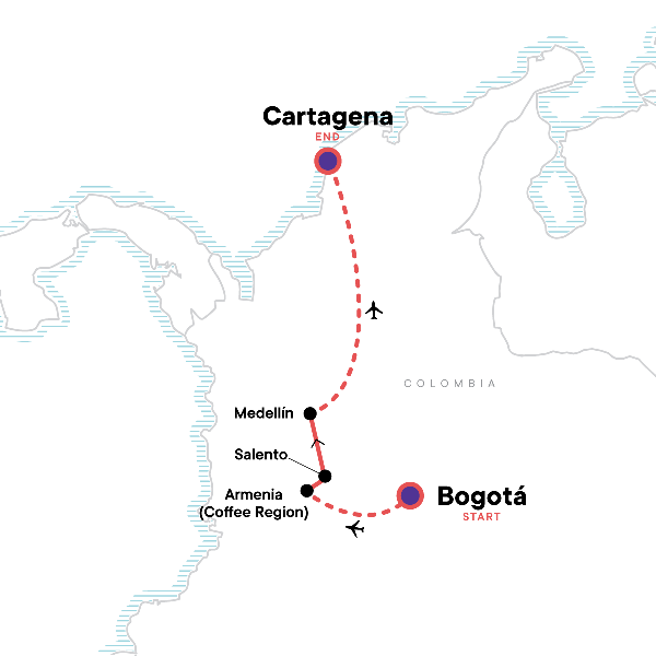 Map: Colombia Express (G Adventures)