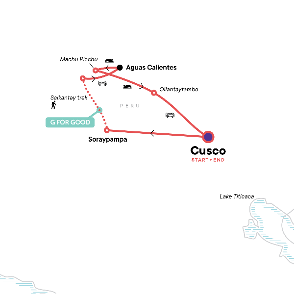 Map: Salkantay Trek & Machu Picchu (G Adventures)