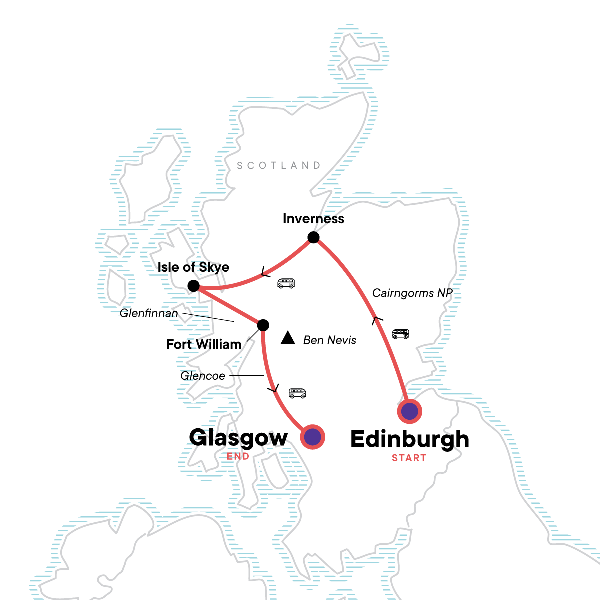 Map: Highlights of Scotland (G Adventures)