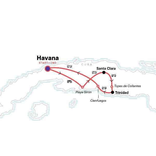Map: Highlights of Cuba (G Adventures)