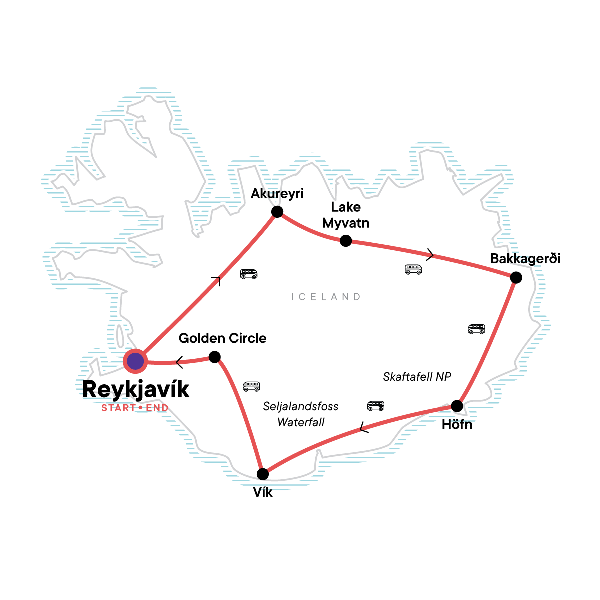 Map: Best of Iceland (G Adventures)