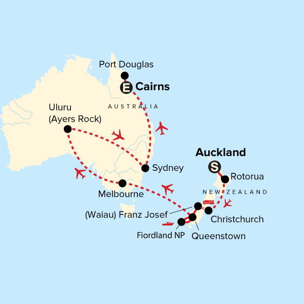 Map: Iconic Australia and New Zealand (G Adventures)
