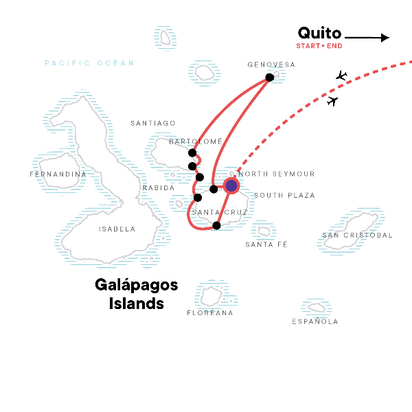 Map: Galápagos — North & Central Islands aboard the Eden (G Adventures)