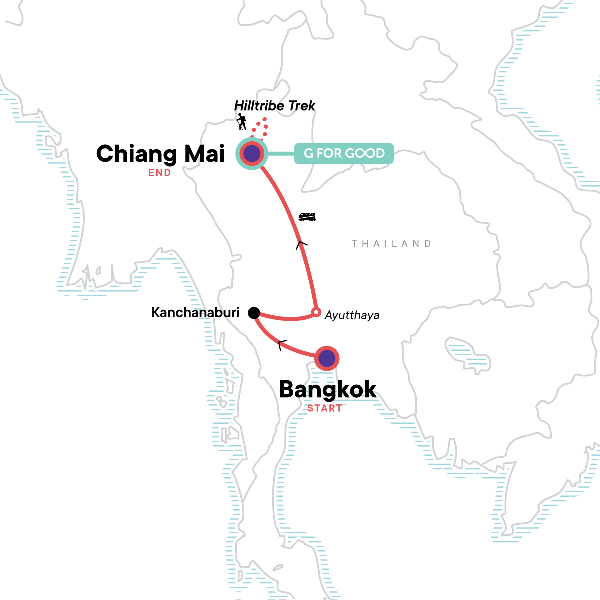 Map: Northern Thailand Adventure (G Adventures)