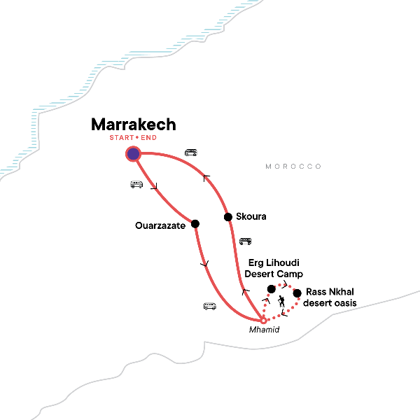 Map: Morocco: Marrakech & The Sahara (G Adventures)