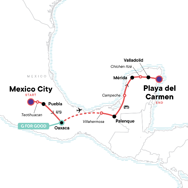 Map: Classic Mexico Adventure (G Adventures)