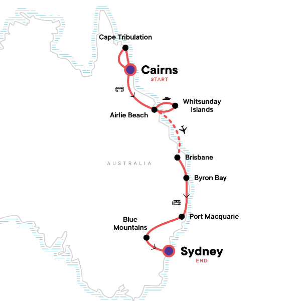 Map: Best of Australia (G Adventures)