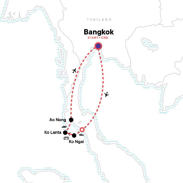 Map: Thailand Island Hopping – West Coast (G Adventures)