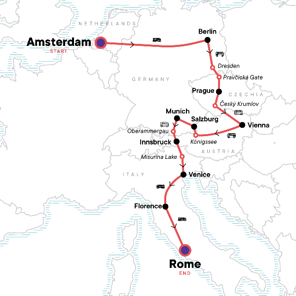 Map: Gotta-See Europe: Germany, Austria, Italy (G Adventures)