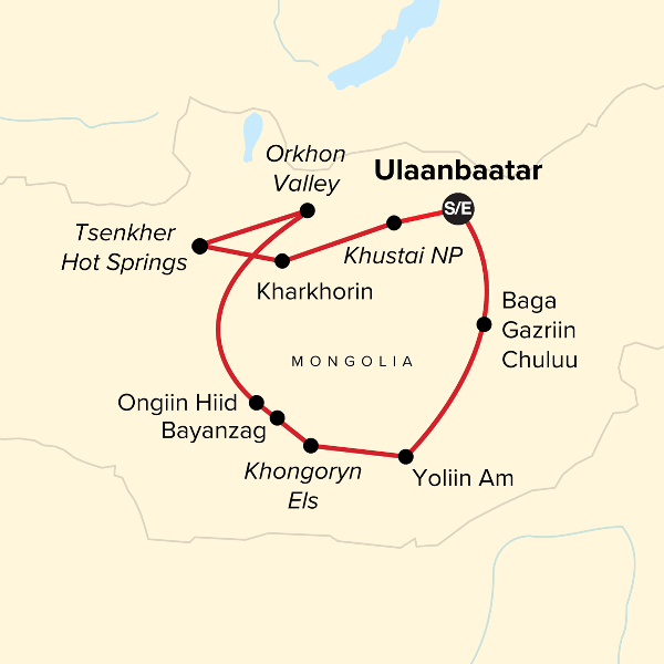 Map: Discover Mongolia (G Adventures)
