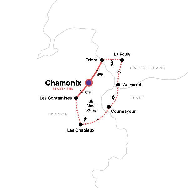 Map: Trekking Mont Blanc (G Adventures)