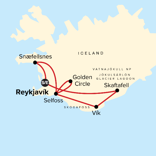 Map: Explore Iceland (G Adventures)