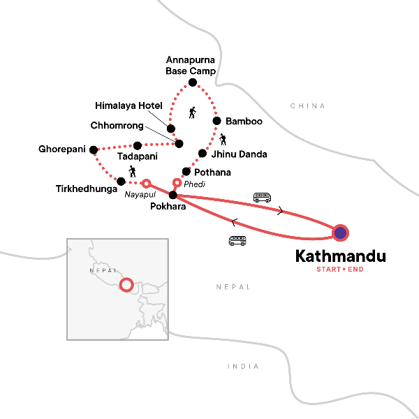 Map: Annapurna Sanctuary (G Adventures)