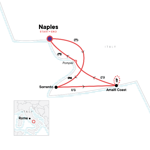 Map: Exploring the Amalfi Coast (G Adventures)