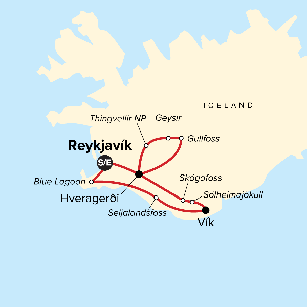 Map: Iceland Family Journey: Geysers, Glaciers, and Fjords (G Adventures)