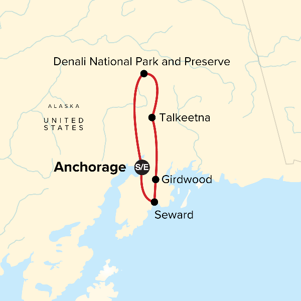 Map: Alaska Family Journey: Wilderness Explorer (G Adventures)