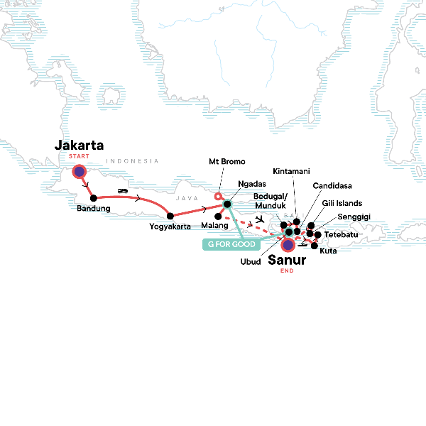 Map: Indonesia Java, Bali & Lombok (G Adventures)