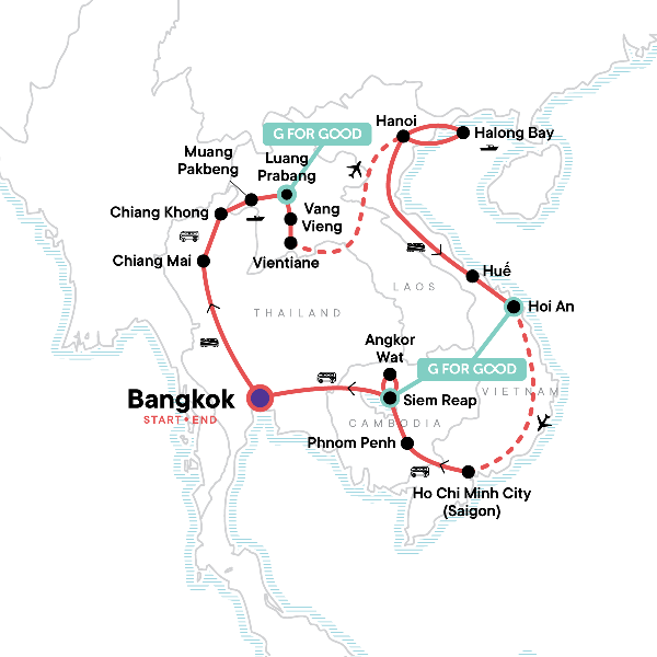Map: Southeast Asia Encompassed (G Adventures)