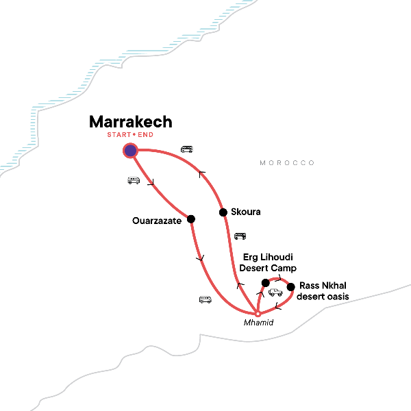 Map: Moroccan Sahara Discovery (G Adventures)