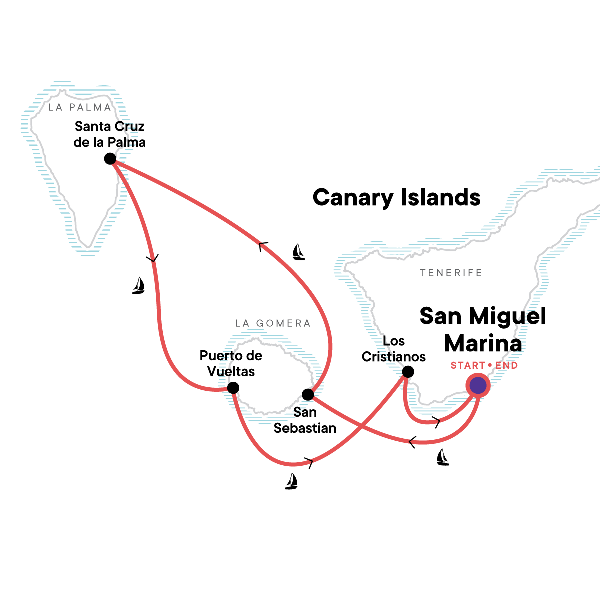 Map: Sailing the Canary Islands (G Adventures)