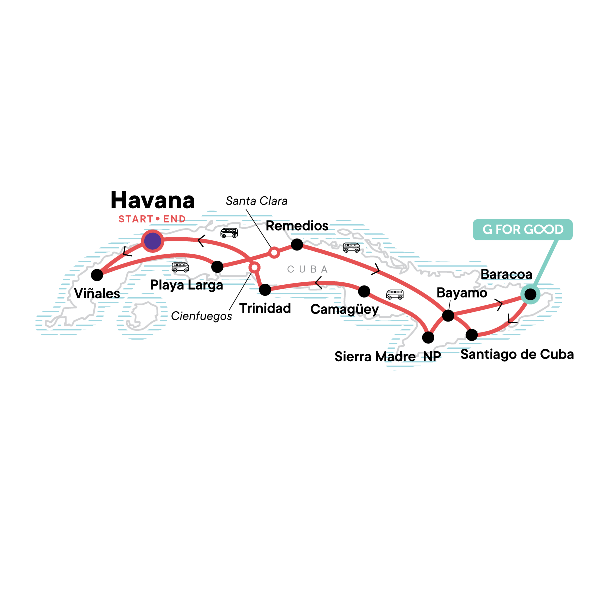 Map: Cuba: Salsa & Snorkelling (G Adventures)