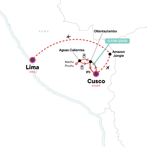Map: Inca Journey: Machu Picchu by Train & The Amazon (G Adventures)