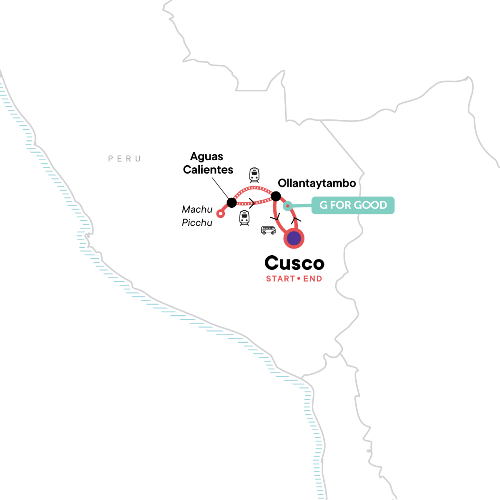 Map: Express Peru with Machu Picchu by Train (G Adventures)