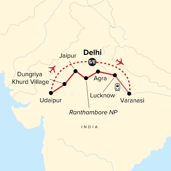 Map: Journeys: Discover India (G Adventures)