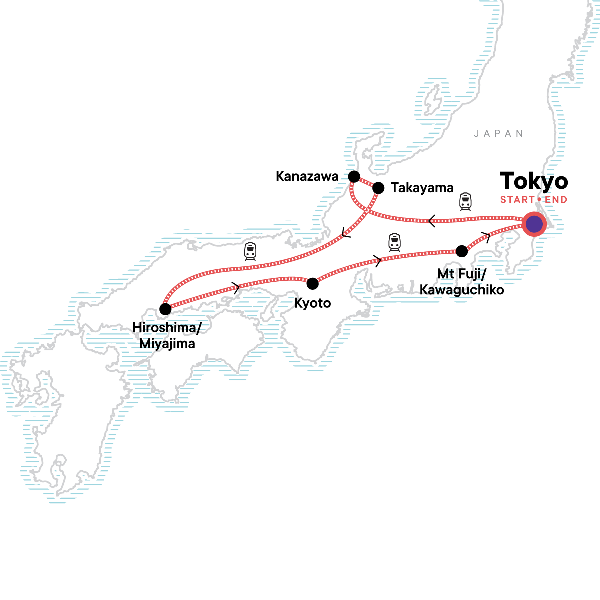 Map: Discover Japan (G Adventures)