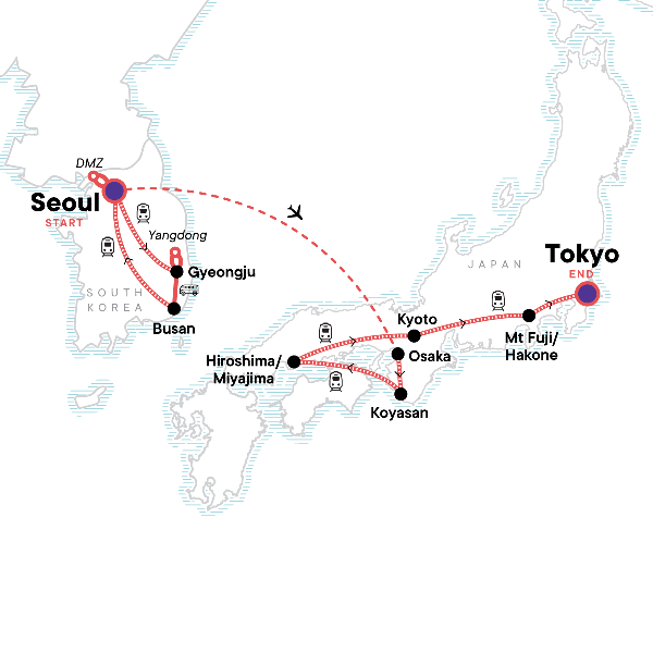 Map: Korea & Japan Encompassed (G Adventures)