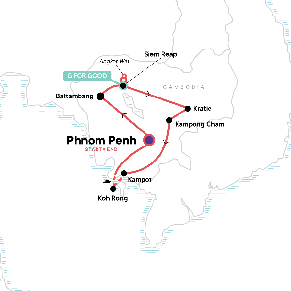 Map: Ultimate Cambodian Adventure (G Adventures)