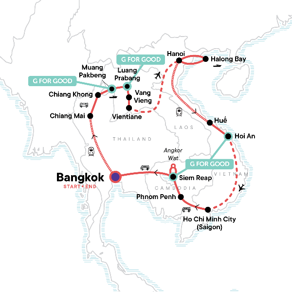 Map: Southeast Asia Encompassed (G Adventures)