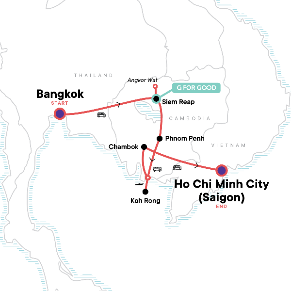 Map: Cambodia: Ancient Ruins & Boat Rides (G Adventures)