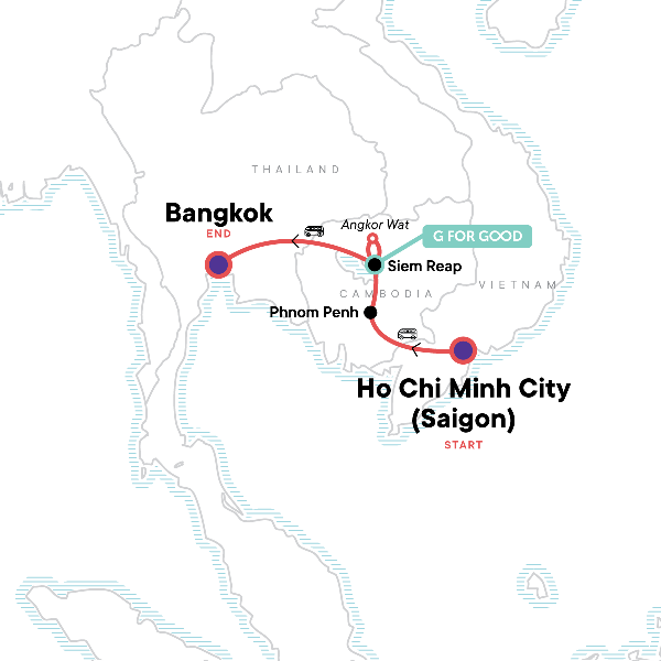 Map: Cambodia Experience (G Adventures)