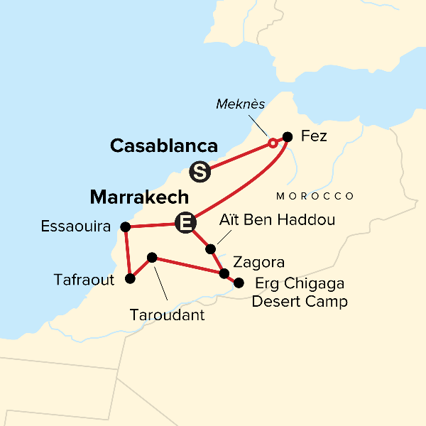 Map: Journeys: Morocco in Depth (G Adventures)