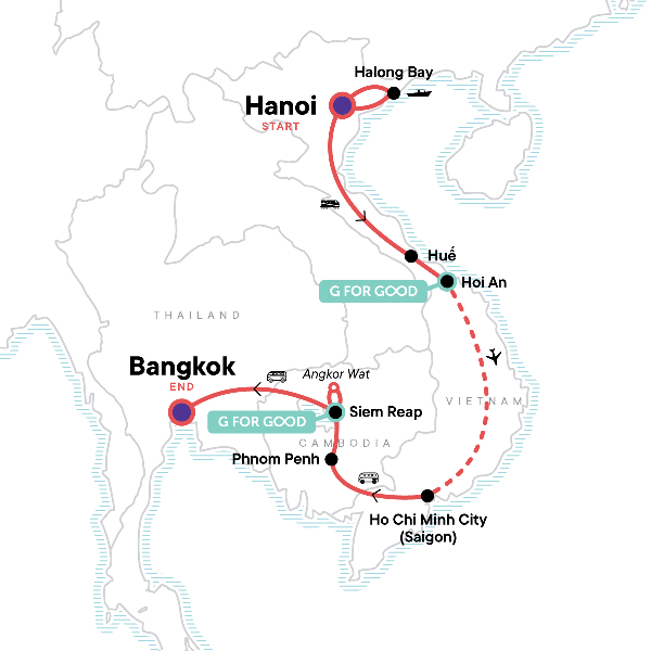 Map: Essential Vietnam & Cambodia (G Adventures)