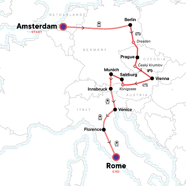 Map: Gotta-See Europe: Germany, Austria, Italy (G Adventures)