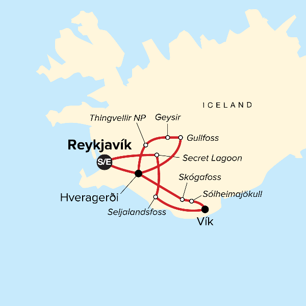 Map: Iceland Family Journey: Geysers, Glaciers, and Fjords (G Adventures)