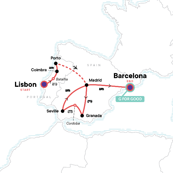 Map: Best of Spain & Portugal (G Adventures)