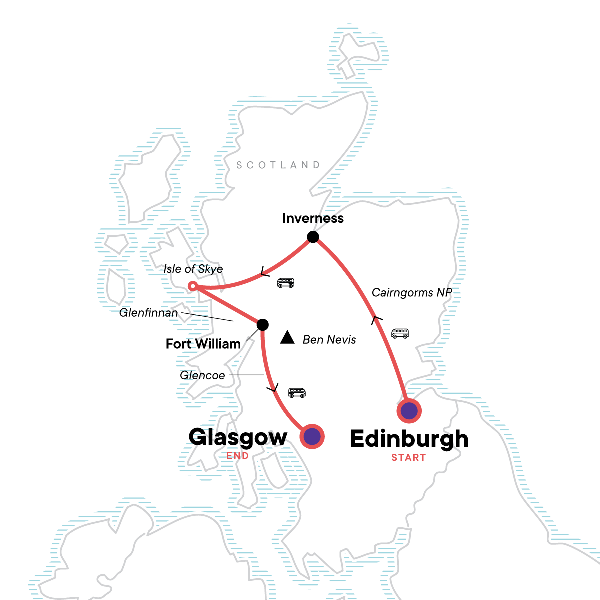Map: Highlights of Scotland (G Adventures)