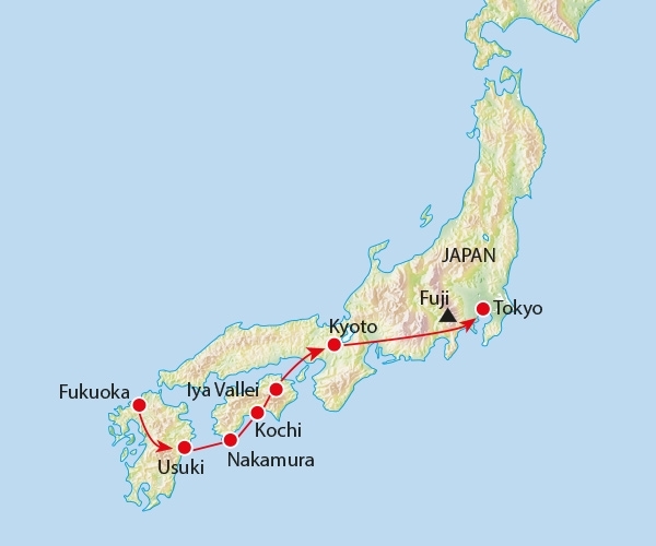 Map: Familiereis JAPAN - 15 dagen; Het land van de rijzende zon (Koning Aap)