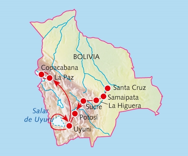 Map: Rondreis BOLIVIA - 22 dagen; Dak van de Andes (Koning Aap)